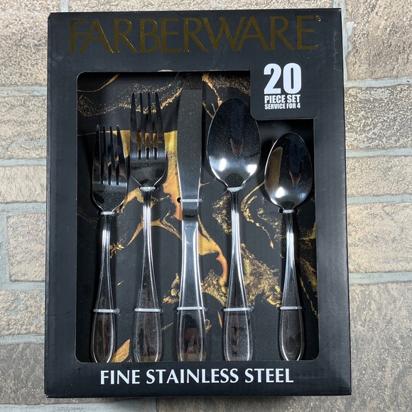 NEW Farberware Fine Stainless Steel Flatware 20 Piece Set - Picture 1 of 7